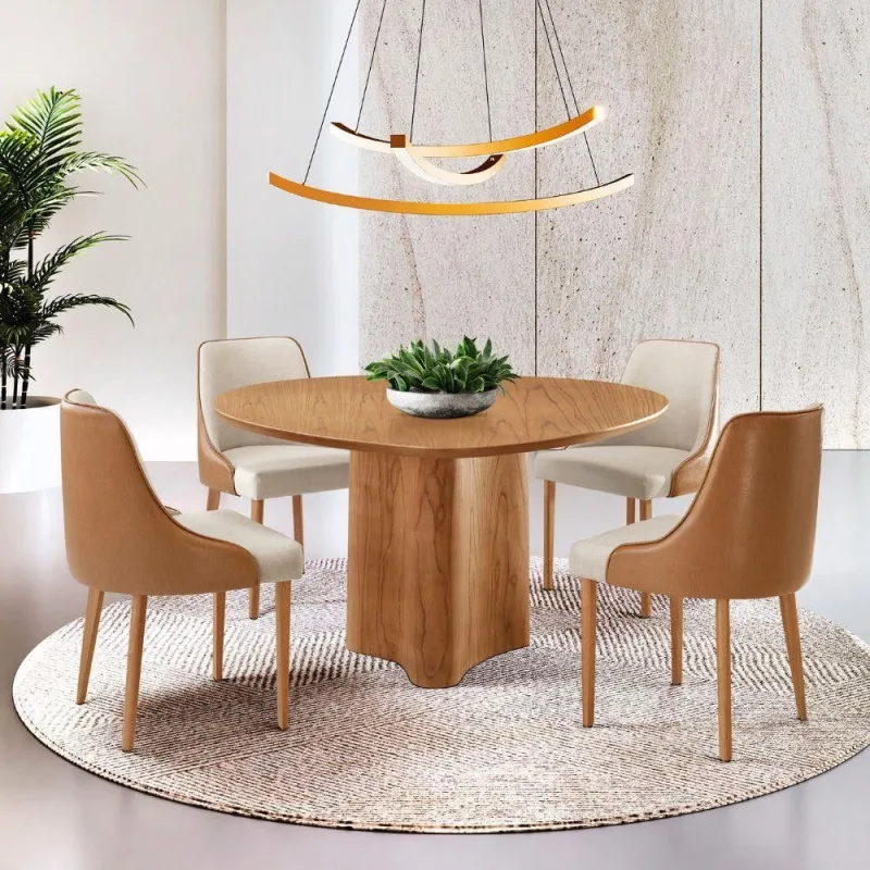 Sala De Jantar Mesa Selene 135cm Madeira Tampo Laminado. - Moderna