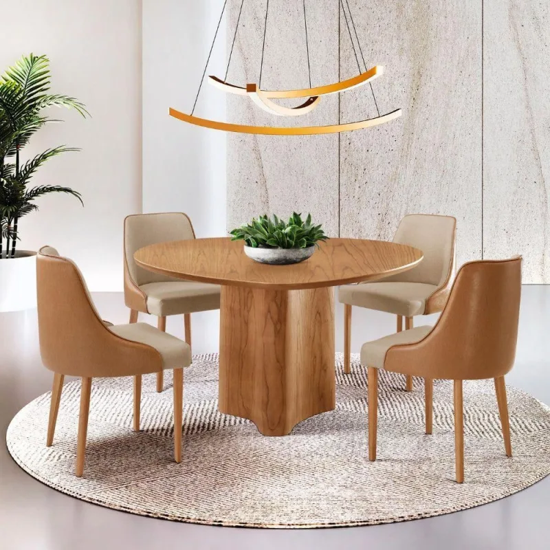 Sala De Jantar Mesa Selene  Madeira Tampo Laminado Turim - moderna