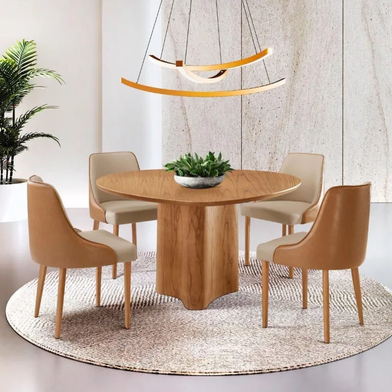 Sala De Jantar Mesa Selene 135cm Madeira Tampo Laminado. - Moderna