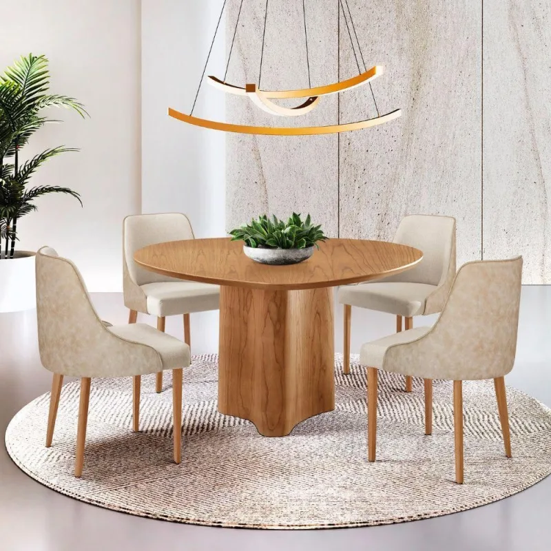 Sala De Jantar Mesa Selene 135cm Madeira Tampo Laminado - Moderna
