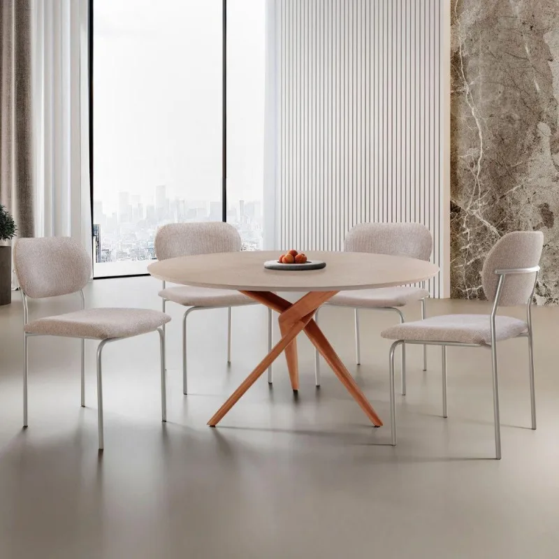 Sala De Jantar Mesa Ballare Com 4 Cadeiras Moderna Mobilia Brisa/imbuia/off/prata - Moderna