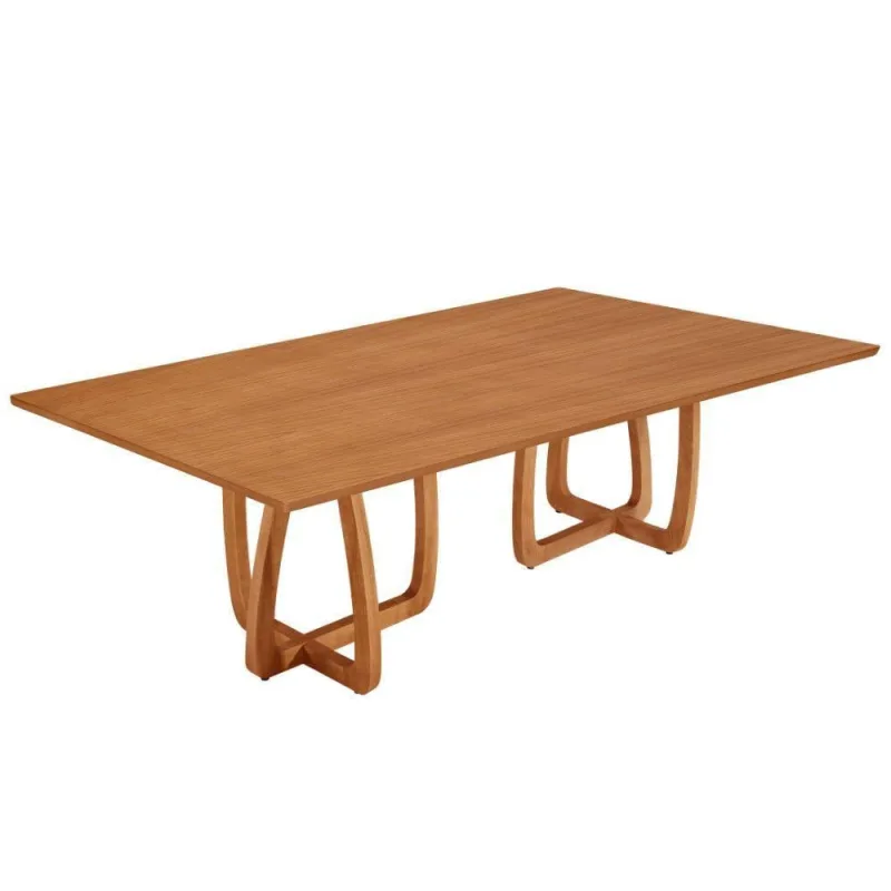 Mesa Para Sala De Jantar Flora Tampo Canto Moeda Laminado Cinamomo Imbuia - Moderna