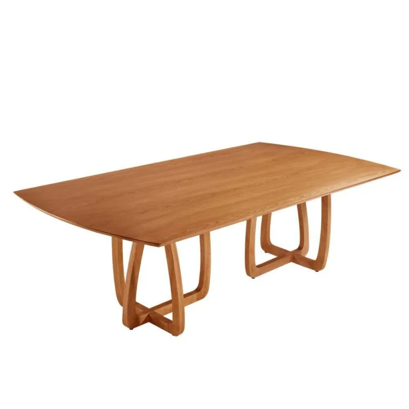 Mesa Para Sala De Jantar Flora 220cm Tampo Barril Laminado Cinamomo Imbuia - Moderna