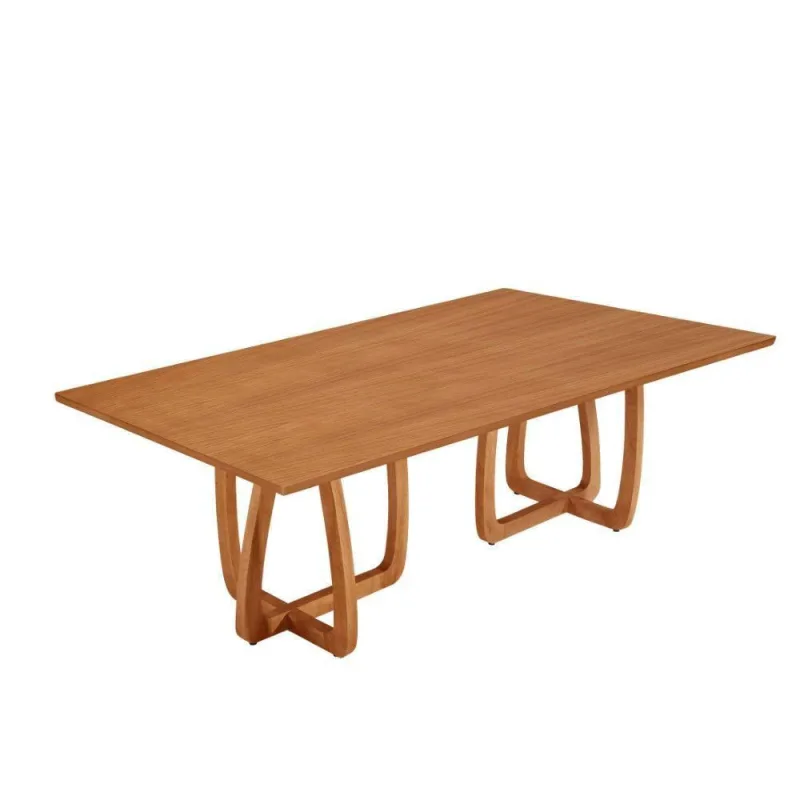 Mesa Para Sala De Jantar Flora Tampo Canto Moeda Laminado Cinamomo Imbuia - Moderna