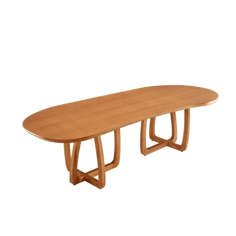 Mesa Para Sala De Jantar Flora 220cm Tampo Orgânico Laminado Cinamomo Imbuia - Moderna - Cama, Mesa E Banho