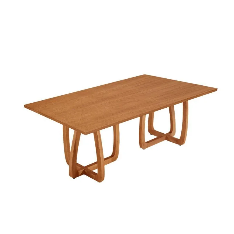 Mesa Para Sala De Jantar Flora Tampo Canto Moeda Laminado Cinamomo Imbuia - Moderna - Cama, Mesa E Banho
