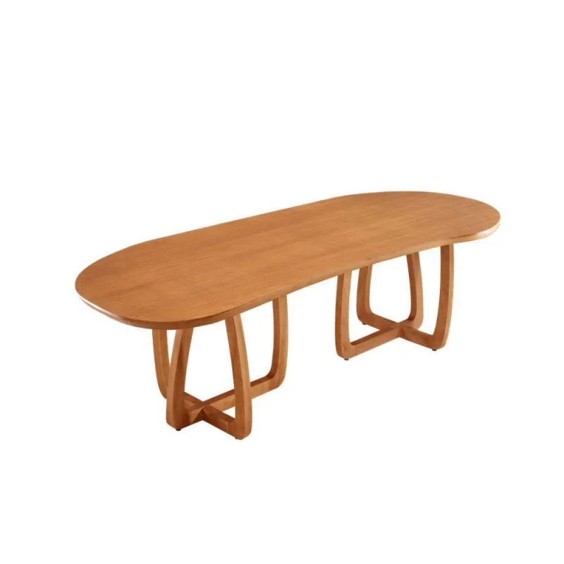 Mesa Para Sala De Jantar Flora 180cm Tampo Orgânico Laminado Cinamomo Imbuia - Moderna