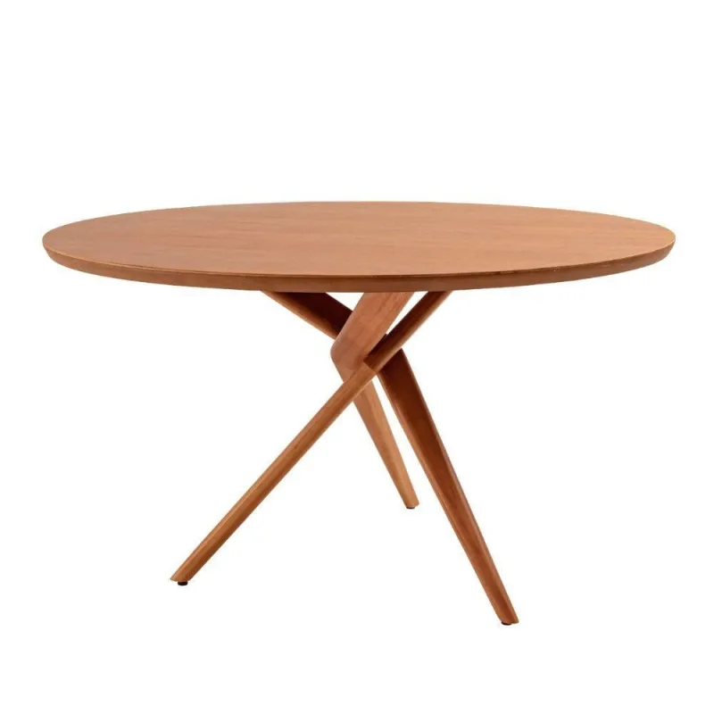 Mesa Para Sala De Jantar Ballare 120cm Tampo Redondo Moderna Imbuia Natural - Moderna