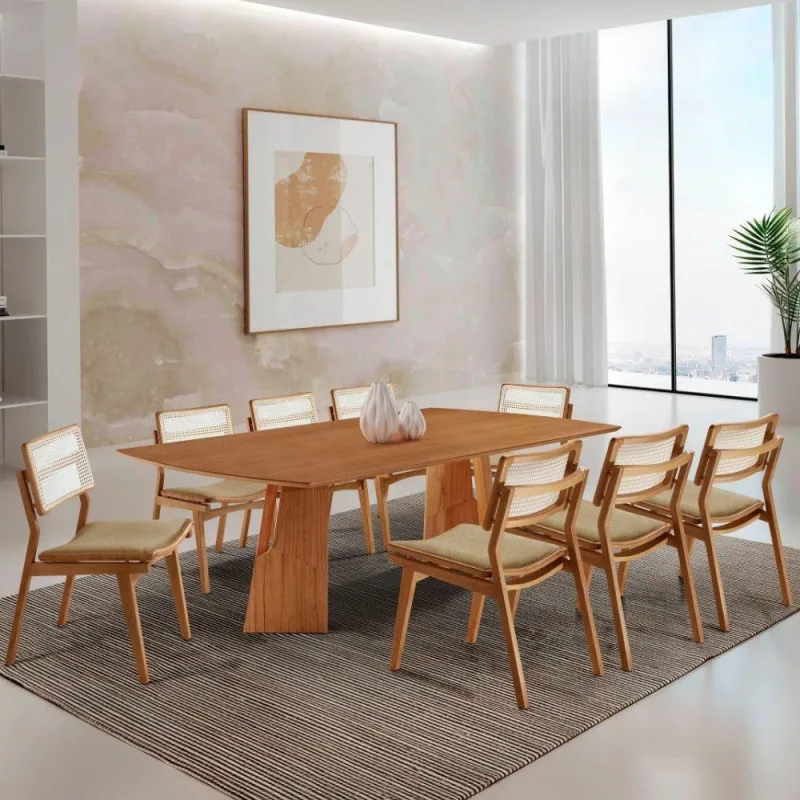 Sala De Jantar Mesa Florida Tampo Laminado Barril 8 Cadeiras Ambar/imbuia Nat/cinam. Imbuia - Moderna - Móveis