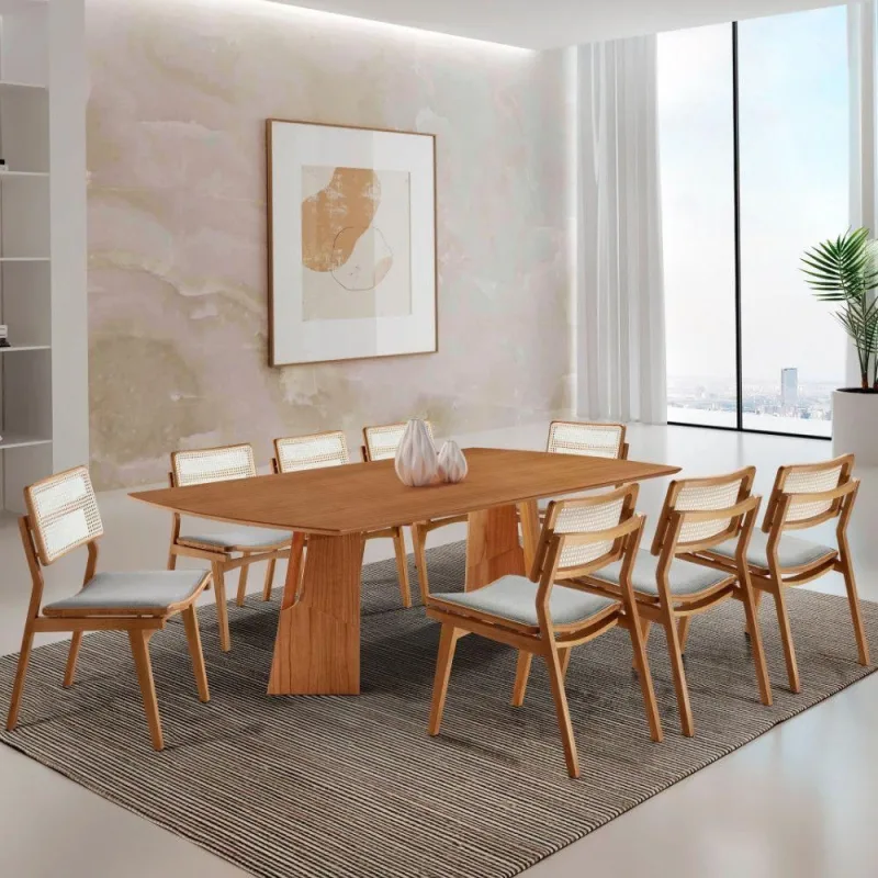 Sala De Jantar Mesa Florida Tampo Laminado Barril 8 Cadeiras Quartzo/imbuia Nat/cinam. Imbuia - Moderna