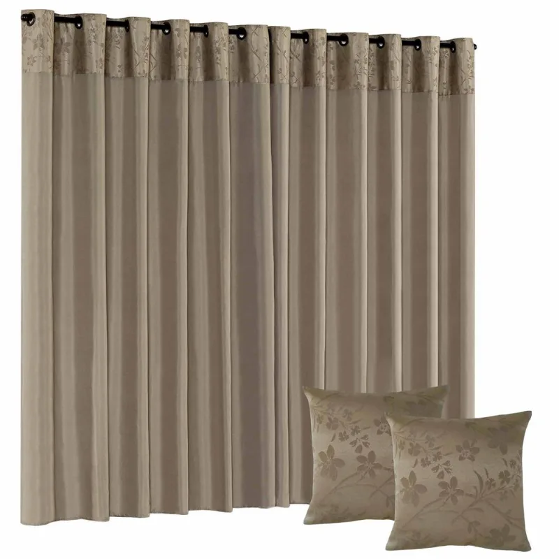 Cortina Caribe 4M X 2,80M Com Kit 2 Capas De Almofadas Caqui