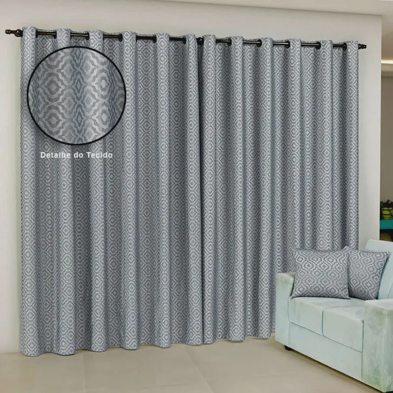 Cortina Atena 3m x 2,80m Semi Blackout Tecido Jacquard