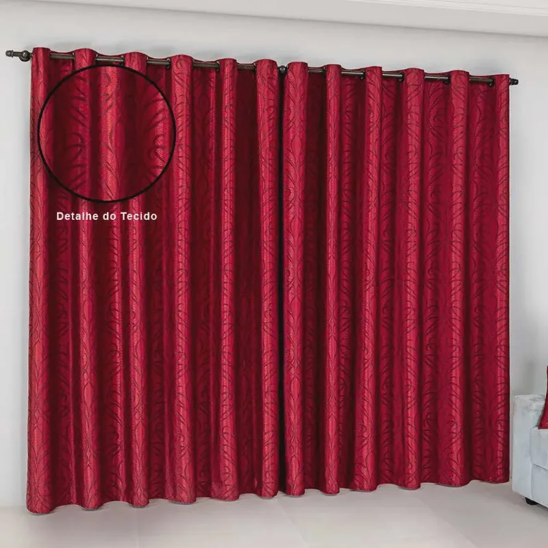 Cortina Atena 4m x 2,80m Jacquard Semi Blackout com Ilhós