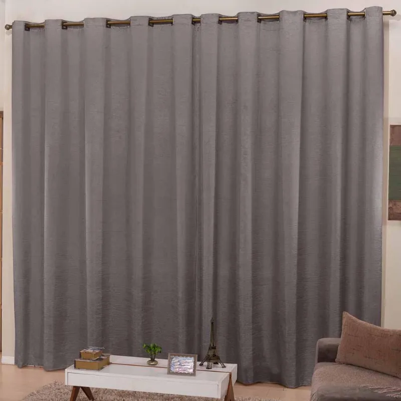 Cortina 4M X 2,70M Cetim Amassadinho -Chumbo