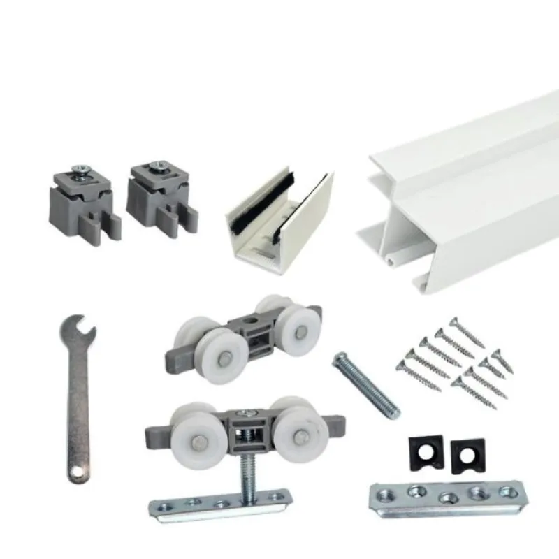 Kit Sobrepor Flex 2m com Roldana 4 Rodas 35x35mm 80kg Perfil Rold Kit Sobrepor Flex 2m com Roldana 4 Rodas 35x35 Branco 80Kg