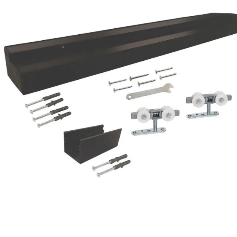 Kit Sobrepor Flex 2m com Roldana 4 Rodas 35x35mm 80kg Perfil Rold Kit Sobrepor Flex 2m com Roldana 4 Rodas 35x35mm Marrom 80Kg