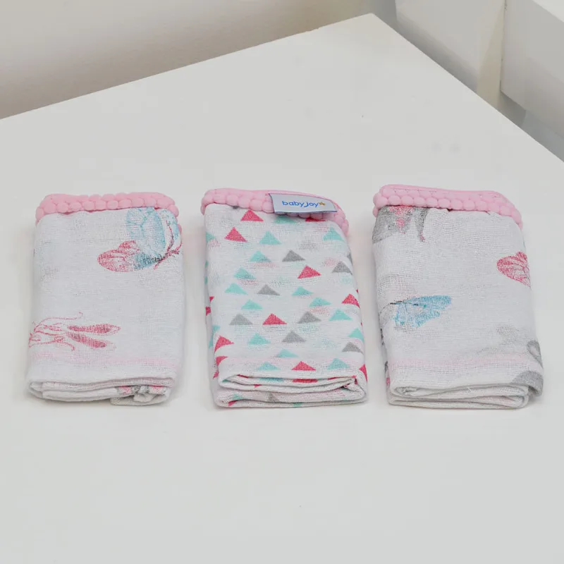Kit Paninho de Boca com 3 Peças Triangulo Rosa