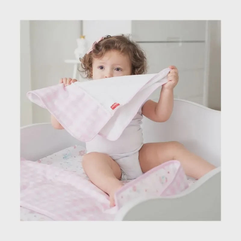 Toalha Boca Bebe Infantil Animais Rosa