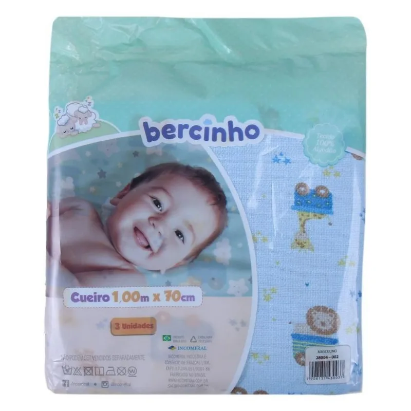 Kit Cueiro Bercinho 3 Peças Azul 100x70cm (MP)