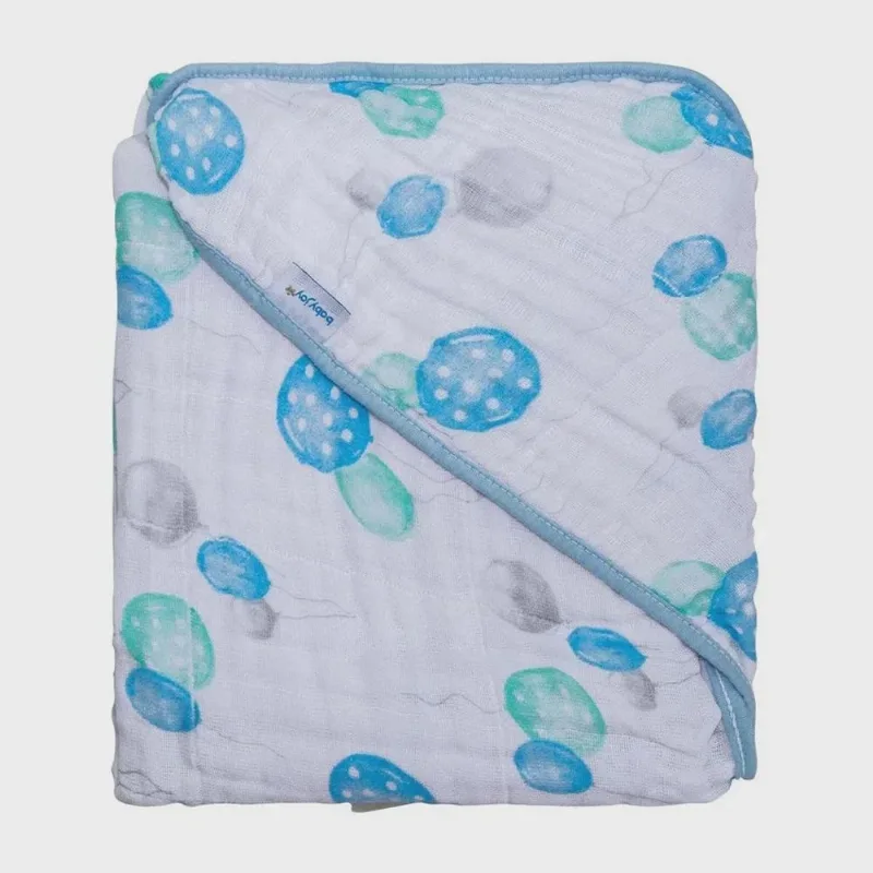 Toalha fralda baby joy dupla menino capuz Azul Balão