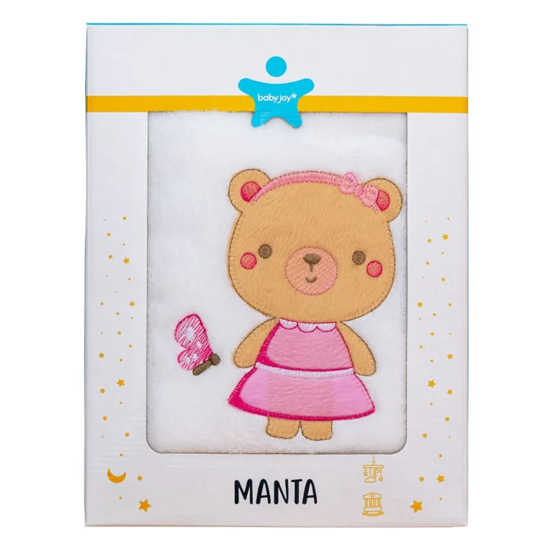 Manta Infantil Bebê Microfibra Soft Bordada Baby Joy Modelo: Ursa
