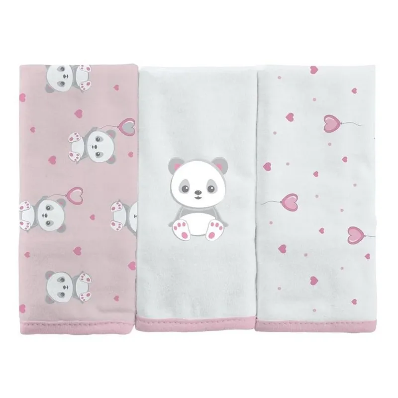 Kit Pano De Boca Incomfral 3 Peças Panda Rosa (MP)