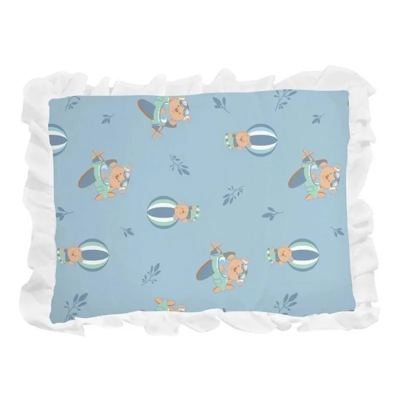 Travesseiro Para Bebê Bublim Urso Azul 35x28cm (MP)
