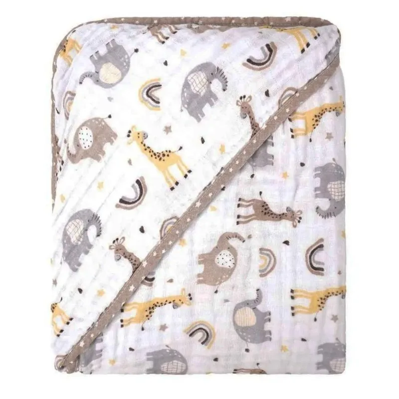 Toalha De Banho Incomfral Com Capuz Girafa Bege 70x70cm (MP)
