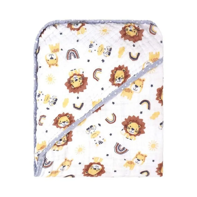 Toalha De Banho Incomfral Com Capuz Leão Branco 70x70cm (MP)