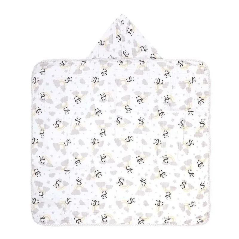 Toalha De Banho Incomfral Com Capuz Panda Cinza 90x70cm (MP)