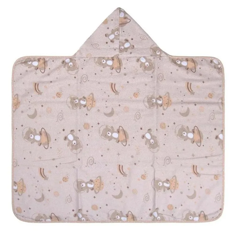 Toalha De Banho Incomfral Com Capuz Urso Bege 68x68cm (MP)