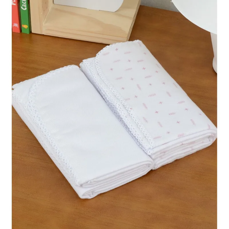 Cueiro Estampado Flanelado Flechas com 2 Peças Rosa