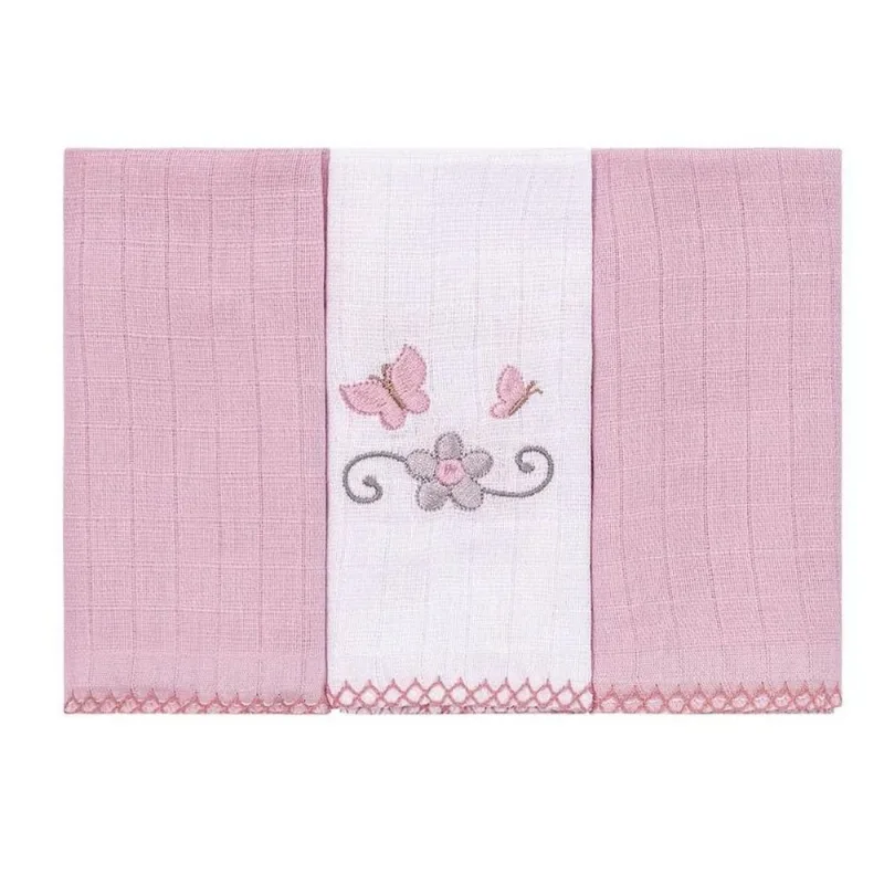 Kit Pano De Boca Bublim 3 Peças Rosa 40x34cm (MP)