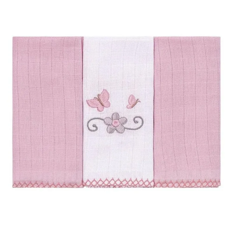 Kit Pano De Boca Incomfral 3 Peças Rosa 40x34cm (MP)