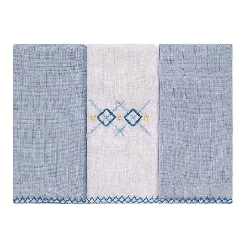 Kit Pano De Boca Bublim 3 Peças Azul 40x34cm (MP)