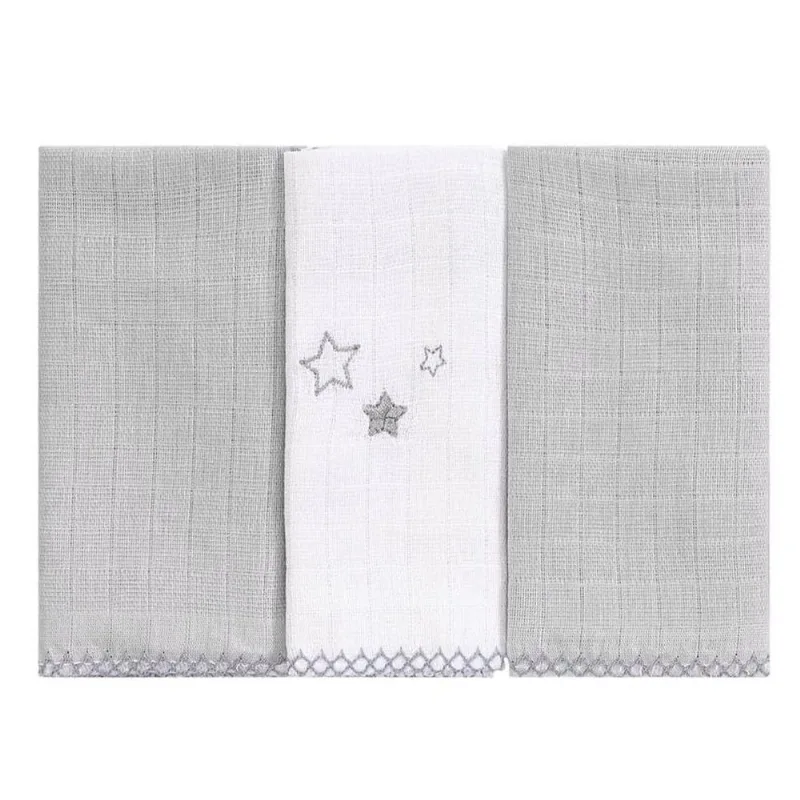 Kit Pano De Boca Bublim 3 Peças Cinza 40x34cm (MP)