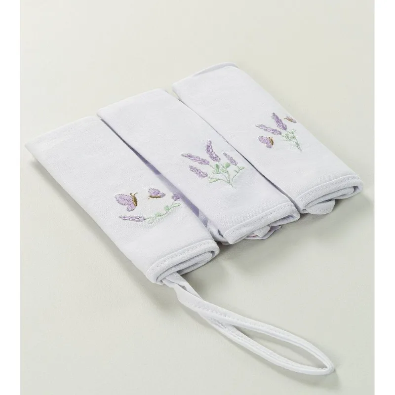Kit Toalha de Boca Bordada com 3 Peças Lavanda