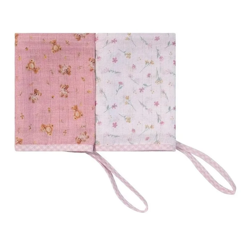Kit Pano De Boca Baby Joy 2 Peças Urso Rosa (MP)