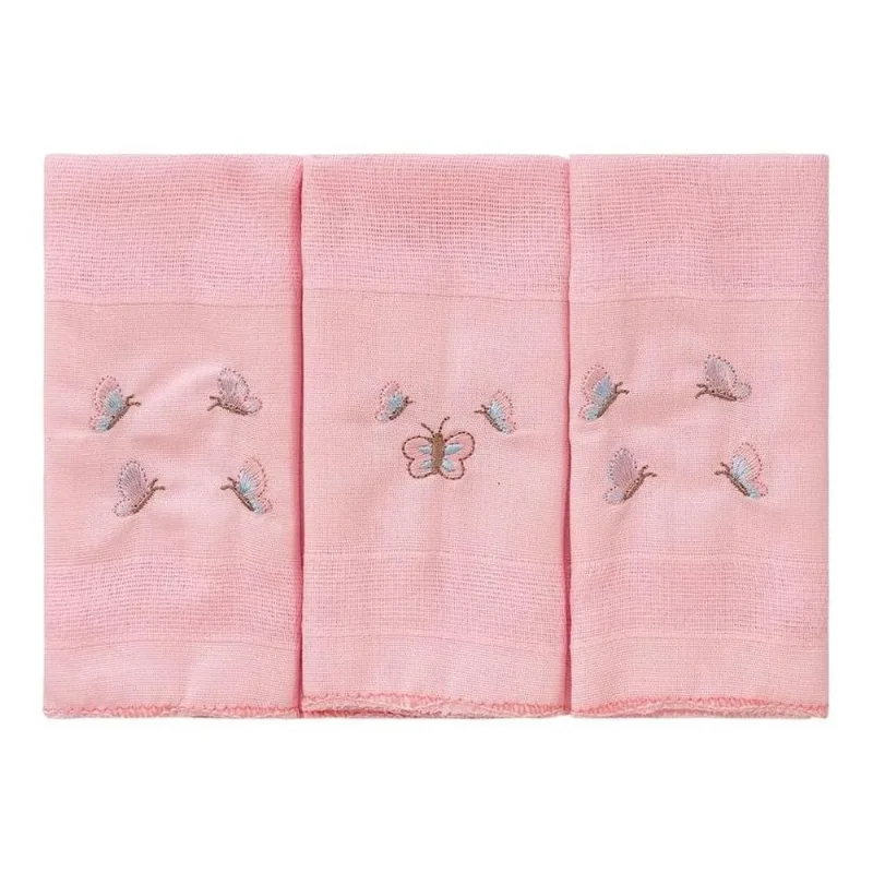 Kit Pano De Boca Bublim 3 Peças Borboleta Rosa (MP)