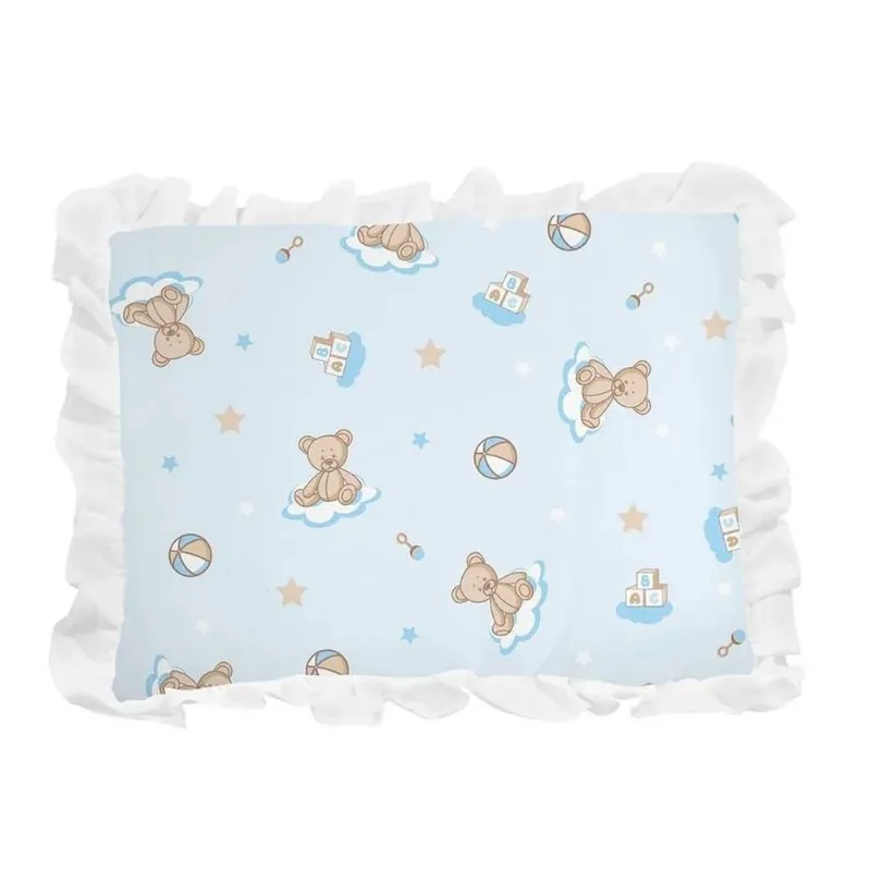 Travesseiro Para Bebê Bublim Urso Azul 88x35cm (MP)