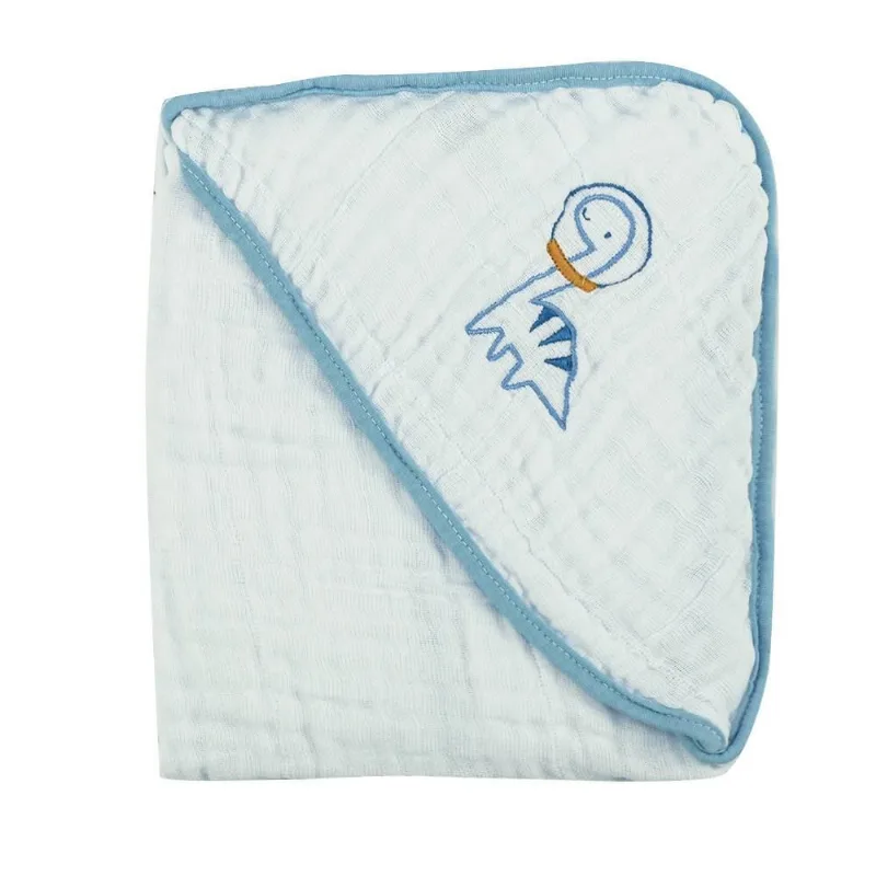 Toalha de Banho Bebê com Capuz de Canto Soft 80X80cm Havan Baby - Dino Azul