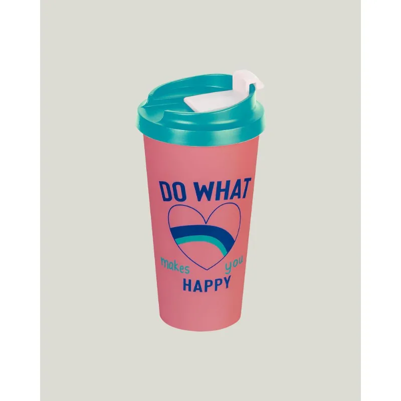 Copo Térmico Do What Happy Menina Malwee Kids Rosê - U