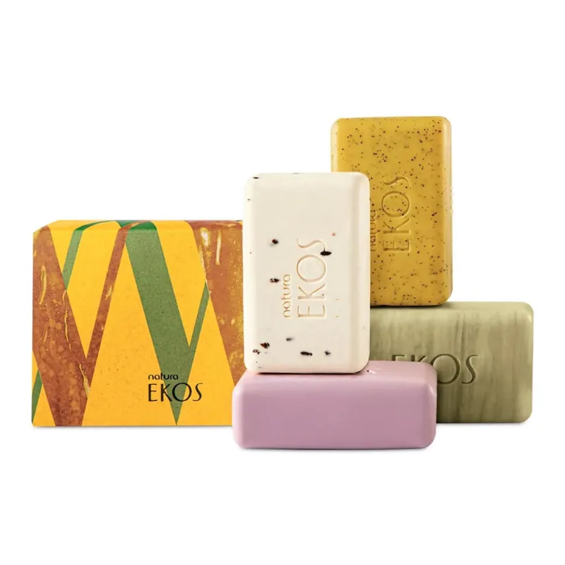 Natura Sabonete em Barra Puro Vegetal Ekos Cremoso e Esfoliante - 4un de 100g