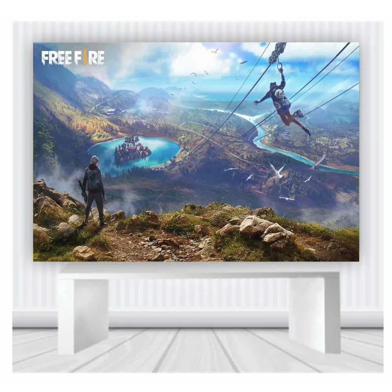Painel de Festa Freefire tamanho 100cmx65cm p38