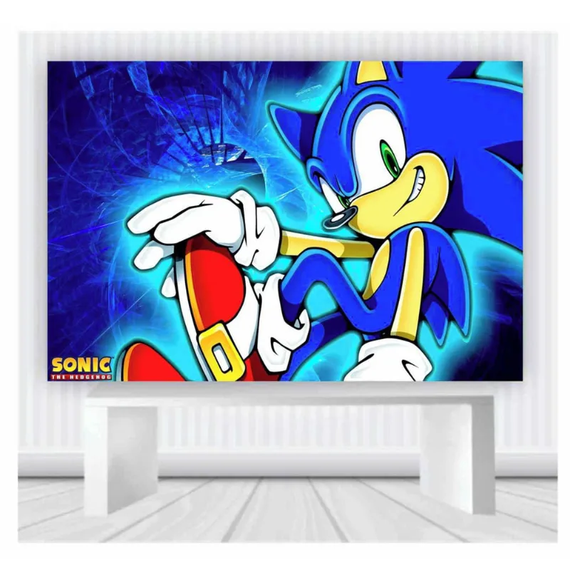 Painel de Festa Sonic tamanho 100cmx65cm mod 29