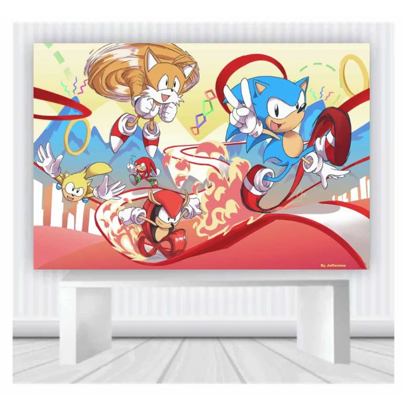 Painel de Festa Sonic tamanho 100cmx65cm mod 30