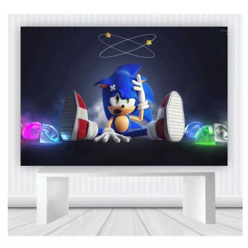 Painel de Festa Sonic tamanho 100cmx65cm mod 34