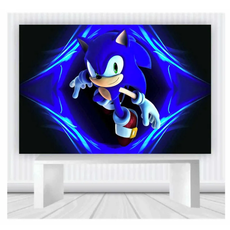 Painel de Festa Sonic tamanho 100cmx65cm mod 38