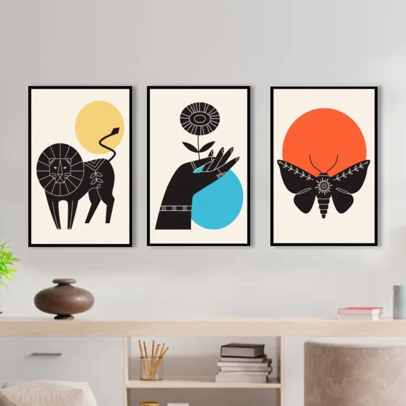 Kit 3 Placas Quadros Decorativos mdf A2 Arte Animais - Não Disponível - Decoração