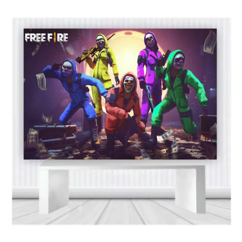 Painel de Festa Games Free Fire 25 tam 100cmx65cm
